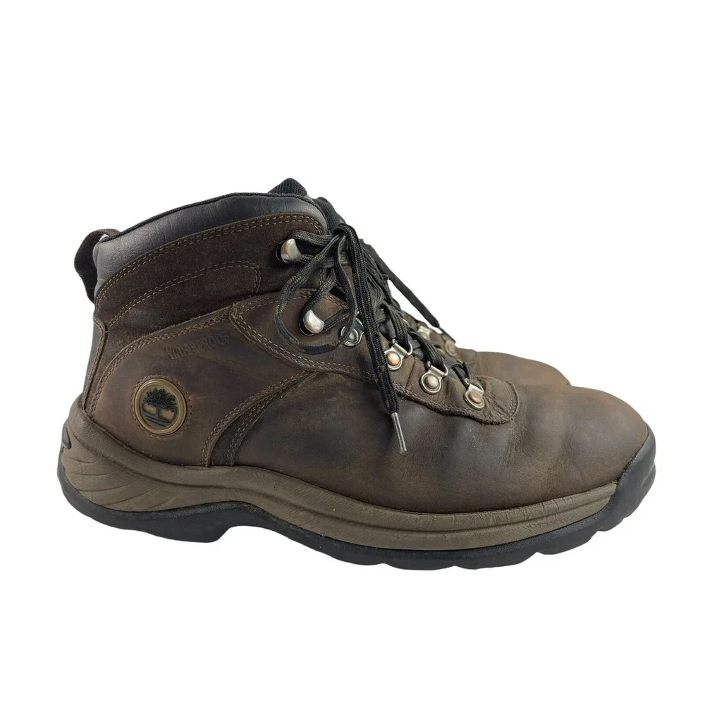 Timberland Flume Hiking Boots Mens 10.5 M Brown Leather Waterproof Mid Ankle